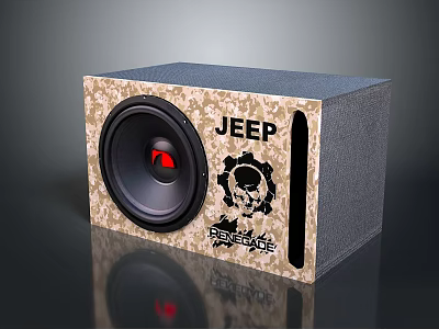High Quality Computer Speaker Featuring Camouflage Panel JEEP Logo Skull Graphic and Bass Machine 3d model