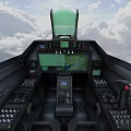 Advanced Modern Stealth Fighter Jet Flying High in Clouds With Visible Cockpit and Gray Body