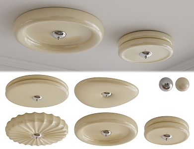 Cream wind middle ancient ceiling lamp 3d model