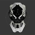 Futuristic Mechanical Style Helmet With Silver And Black Metallic Detailed Design