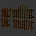 Wooden Garden Fence With Various Panel Designs For Outdoor Decoration 3d model