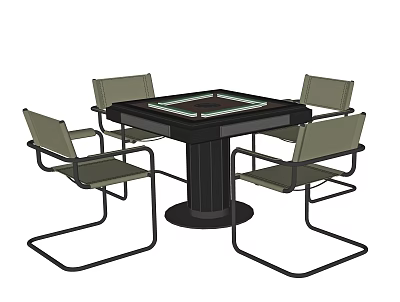 Modern Black Entertainment Table With Four Chairs And Game Board Surface 3d model
