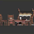 Cozy Outdoor Leisure Setup With Red Checkered Sofa Tables Chairs And Hanging Lanterns