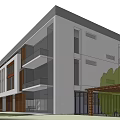 Modern Multi Storey Building With Glass Curtain Wall Balconies Wooden Elements And Green Plants