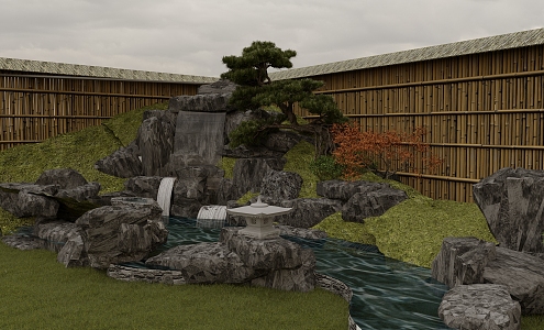 New Chinese Courtyard Landscape Rock Stone Waterscape 3d model