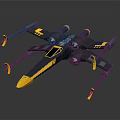 Futuristic Black And Yellow Spaceship Model With Sleek Structure For Space Exploration