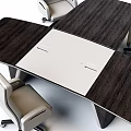 Modern Office Desk With Gray Surface Wooden Legs And Matching Chair