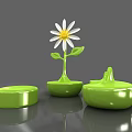 Green Public Chair Design With Unique Flower Decoration And Modern Shape