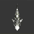 Mythical Shark Like Game Movie Character With Stone Texture Green Moss Spikes And Horns