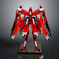 Red Winged Mecha Game Movie Character with Detailed Design and Stand Base