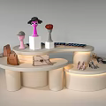 Modern Display Shelves With Circular Curved Design For Retail Accessories Toys Beverages And Bags