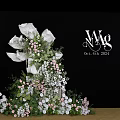 Elegant Floral Installation With White Roses Pink Blooms And Green Foliage