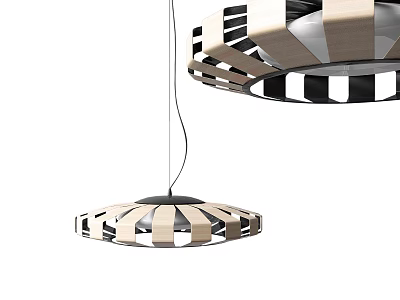 Modern Geometric Striped Wooden Pendant Lamps Stylish Design Ceiling 3d model