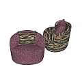 Colorful Patterned Accent Chair With Round Shape And Decorative Pillow