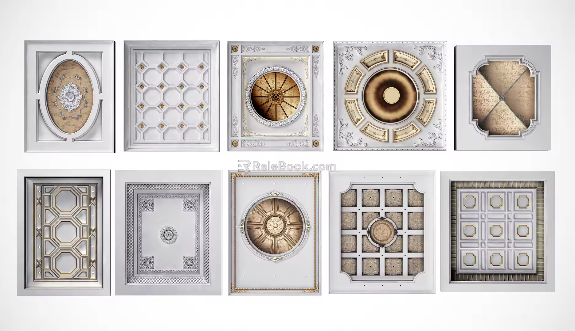 European-style suspended ceiling combination 3d model