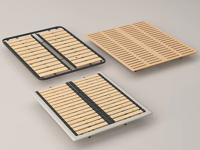 Wooden Bed Support Slats With Different Frame Designs And Materials 3d model