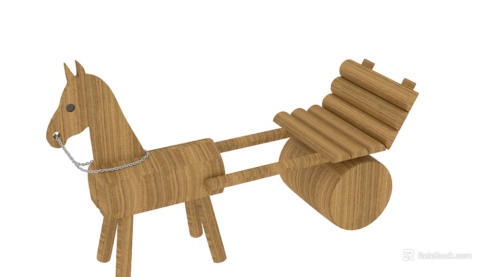 Handmade Wooden Building Blocks Toy Horse With Seat Structure For Kids 3d model 