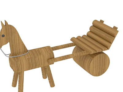 Handmade Wooden Building Blocks Toy Horse With Seat Structure For Kids 3d model