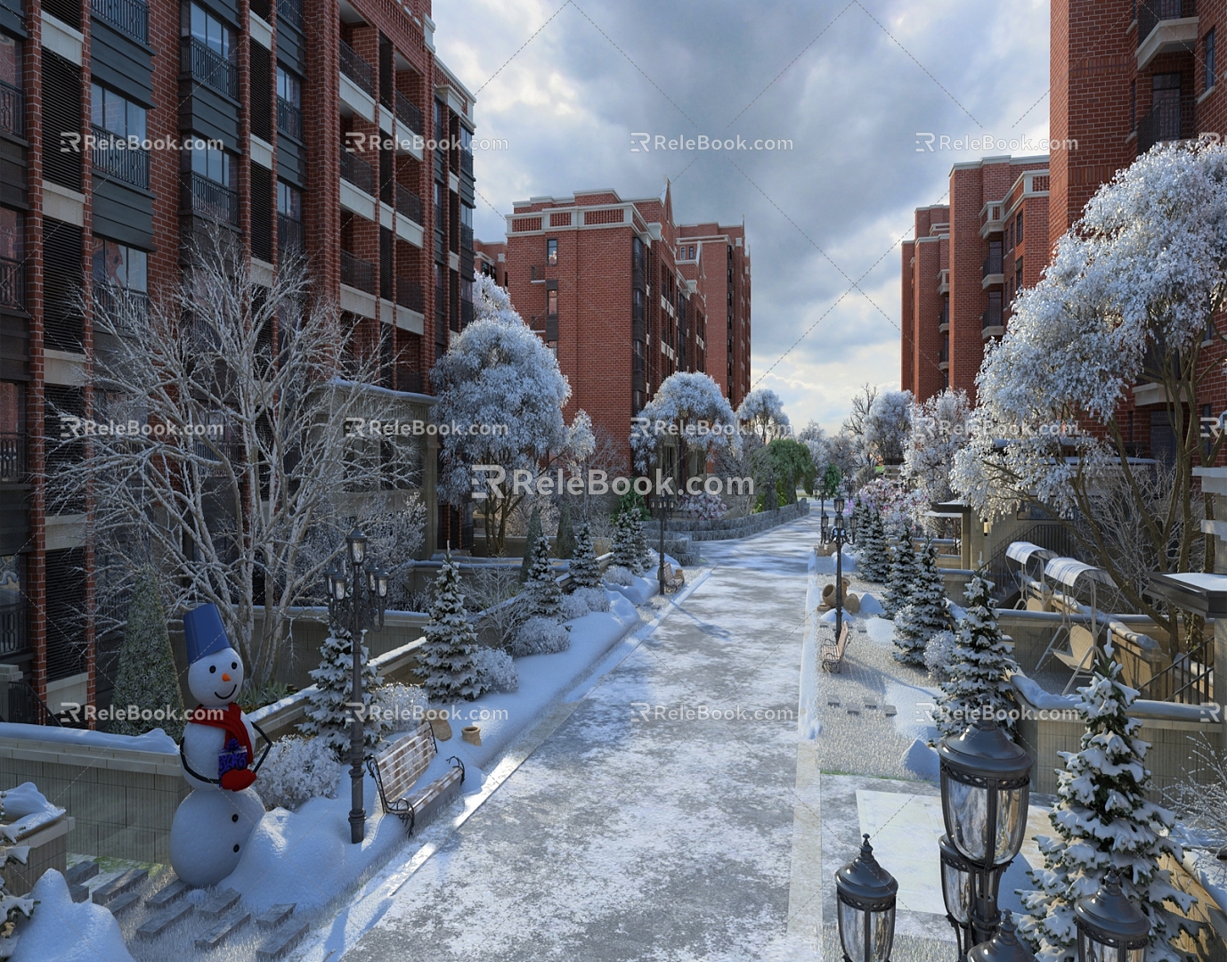 Modern Snow Winter Scene 3d model