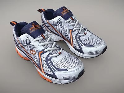 Champion Athletic Shoes White Blue Orange With Mesh Design And Gray Laces 3d model