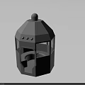 Gray Miniature Building Model With Swing Door Mesh Windows And Dome Top
