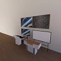 Modern Educational Space With Chalkboard Whiteboard Digital Screen And Podium 3d model