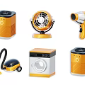 Modern Household Appliances Set With Heater Fan Hairdryer Vacuum And Washer