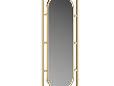 Stylish Modern Gold Frame Oval Full Length Mirror For Home Decor Design 3d model