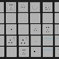 Modern White Switch Panels with Various Sockets and Controls for Home Use 3d model