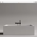 Sleek White Freestanding Bathtub With Black Faucet And Minimalist Modern Design