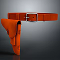 Man Equipped With Durable Orange Leather Belt And Matching Holster Accessory