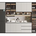 Elegant Modern Kitchen Wine Cabinet With Glass Doors Holding Wine Bottles And Glassware Storage