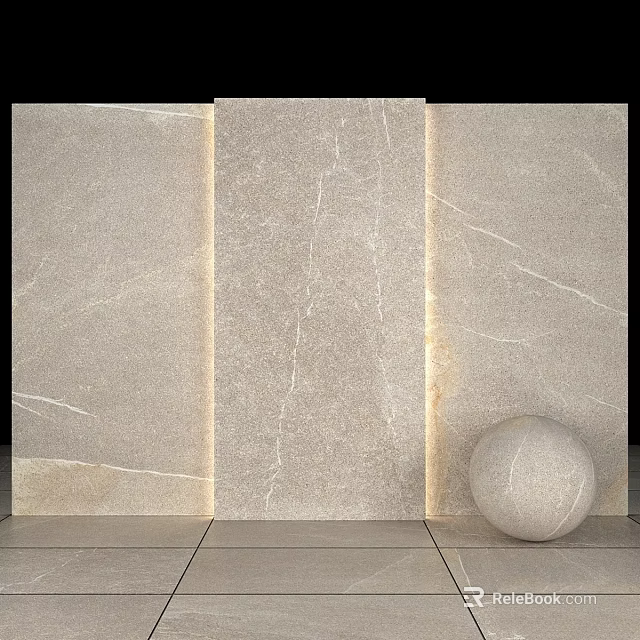 Natural Stone Components Display Featuring Three Slabs Round Sphere And Natural Veins 3d model