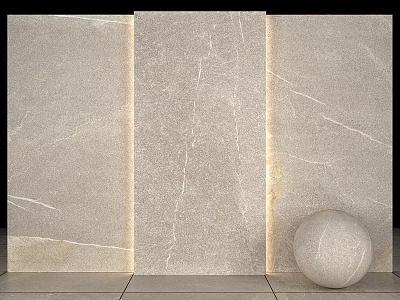Natural Stone Components Display Featuring Three Slabs Round Sphere And Natural Veins 3d model