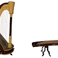Traditional Musical Instruments Harp and Guzheng with Elegant Craft Design