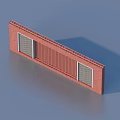 Red Brick Wall Structure With Two Grid Designed Windows And Smooth Surface 3d model