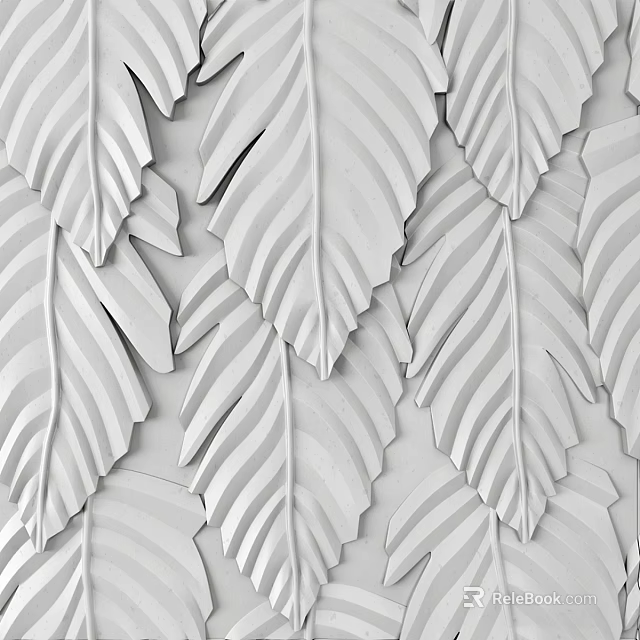 White Leaf Shaped 3D Textured Wall Decor Design For Modern Interiors 3d model 