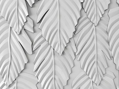 White Leaf Shaped 3D Textured Wall Decor Design For Modern Interiors 3d model
