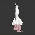 Elegant White Mermaid Dress with Pink Layered Skirt and Sleeveless Design