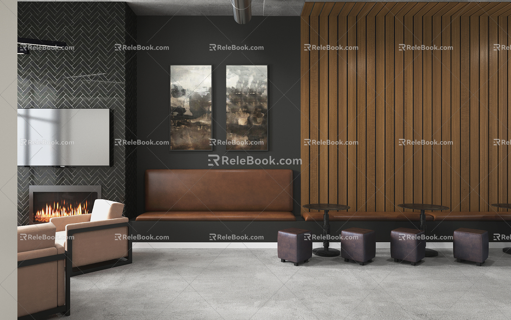 Modern Hall Corporate Lobby 3d model