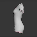 White Short Sleeve Top With Pink Trim V neck And Pockets Waffle Knit Design 3d model