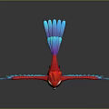 Vibrant Cartoon Parrot Character With Red Body And Blue Purple Wings