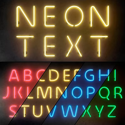 Decorative Neon Lights with Colorful Text and Alphabet Letters for Modern Decor 3d model