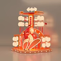 Traditional Red Multi Layered Decorative Lantern With Festive Lights And Tassels