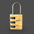 Code lock sub-lock head metal lock copper lock door lock old lock antique lock retro lock low face number low model simple model game video level 3d model