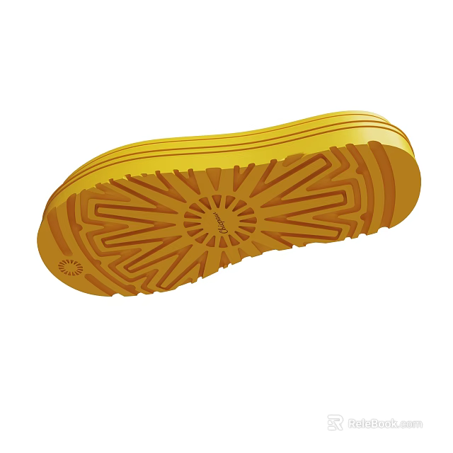 Yellow Shoe Sole With Detailed Tread Pattern And Rubber Texture Design 3d model 