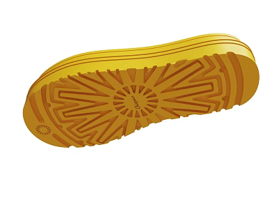 Yellow Shoe Sole With Detailed Tread Pattern And Rubber Texture Design 3d model