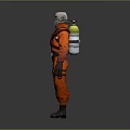 Orange Full Body Protective Suit with White Helmet Gas Mask and Red Straps