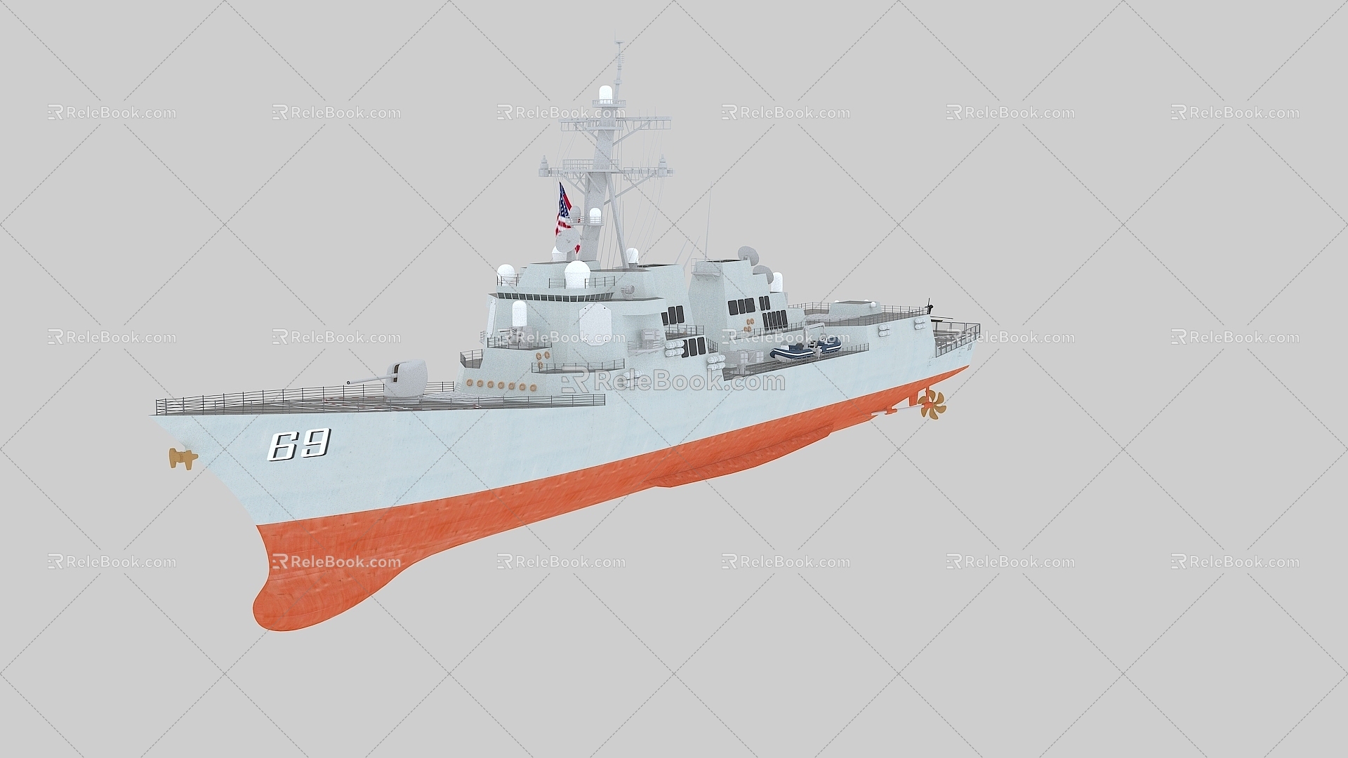 Arleigh Burke guided missile destroyer warship aircraft carrier 3d model