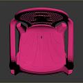 Modern Pink Plastic Dining Chair With Perforated Design And Armrests